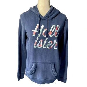 Hollister Womens Y2K Hoodie Blue Pullover Cotton Blend Sweater Size M